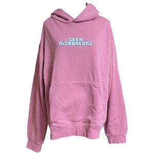 NWT Seek Discomfort Blush Pink Hoodie with Graphic Print Organic Cotton L